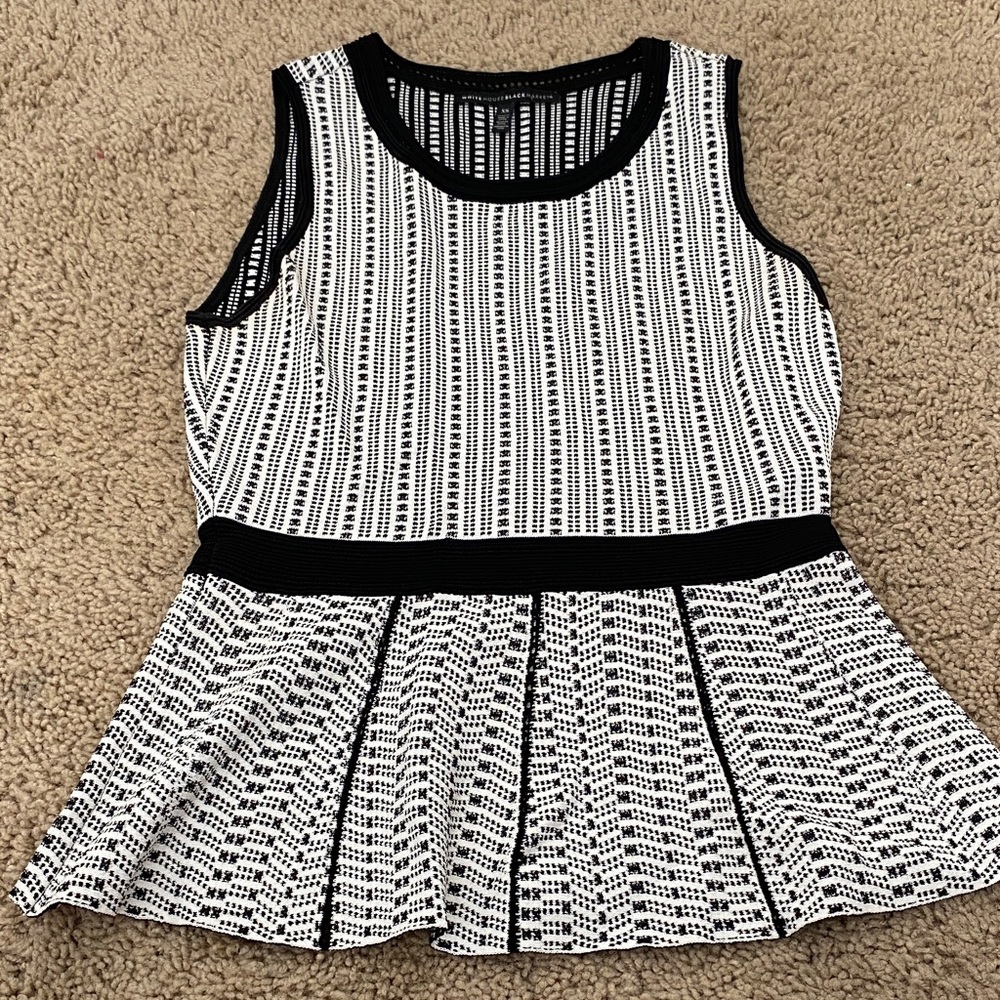 White House Black Market Black and White Sleeveless Blouse
